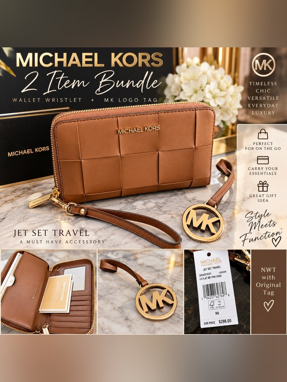 👜 NWT Michael Kors Jet Set Travel Wristlet & Tag